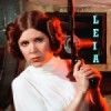 Princess Leia Princess Leia from "Star Wars" holds a weapon