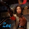 Zoe Zoe from "Firefly" pointing a gun