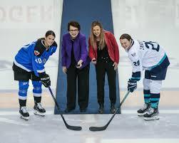 PWHL opening faceoff Ceremonial faceoff before the first PWHL game